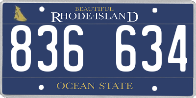 RI license plate 836634