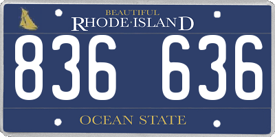RI license plate 836636
