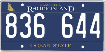 RI license plate 836644