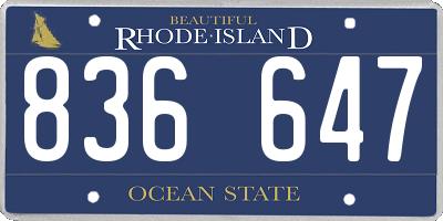 RI license plate 836647