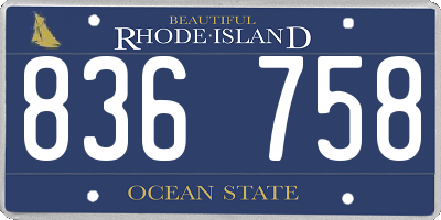 RI license plate 836758