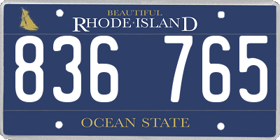 RI license plate 836765