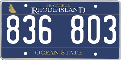 RI license plate 836803