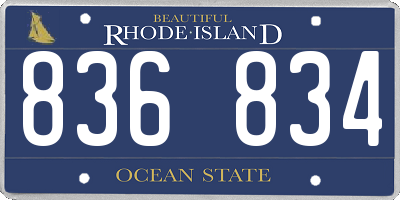 RI license plate 836834