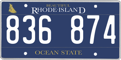 RI license plate 836874