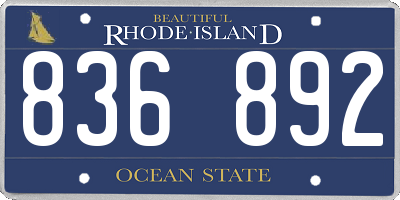 RI license plate 836892