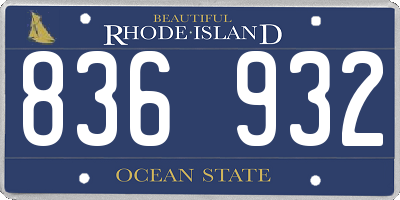 RI license plate 836932
