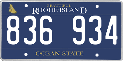 RI license plate 836934