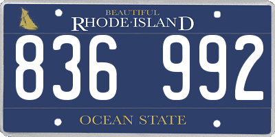 RI license plate 836992