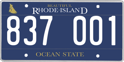RI license plate 837001