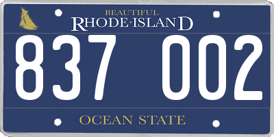 RI license plate 837002