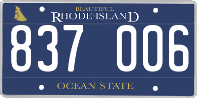 RI license plate 837006