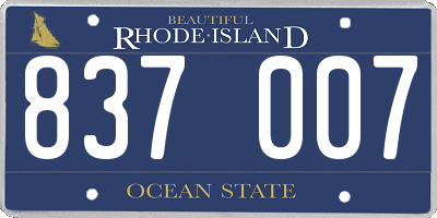 RI license plate 837007