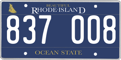 RI license plate 837008