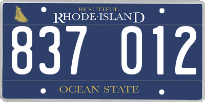 RI license plate 837012