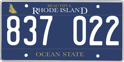 RI license plate 837022