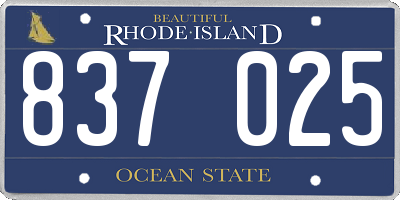 RI license plate 837025