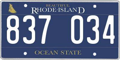 RI license plate 837034