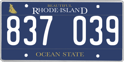 RI license plate 837039