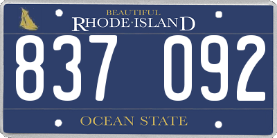 RI license plate 837092