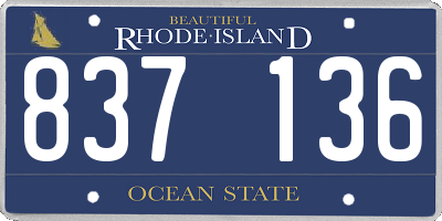 RI license plate 837136