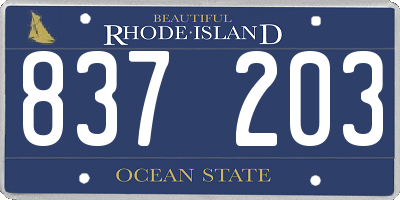 RI license plate 837203