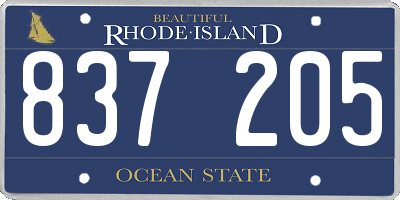 RI license plate 837205