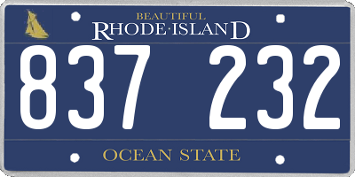 RI license plate 837232