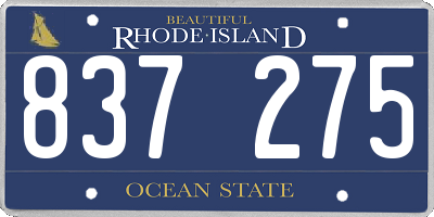 RI license plate 837275