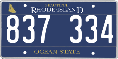RI license plate 837334