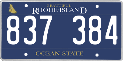 RI license plate 837384