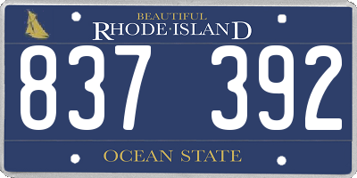 RI license plate 837392