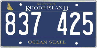 RI license plate 837425