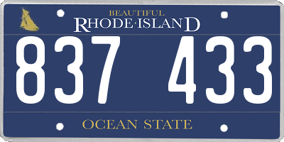 RI license plate 837433