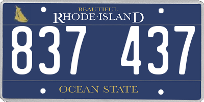 RI license plate 837437