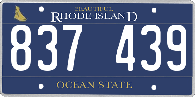 RI license plate 837439