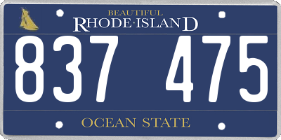 RI license plate 837475