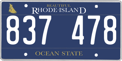 RI license plate 837478