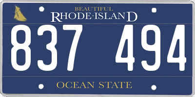 RI license plate 837494