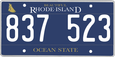 RI license plate 837523