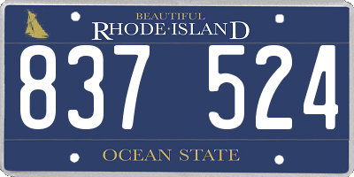 RI license plate 837524