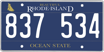 RI license plate 837534