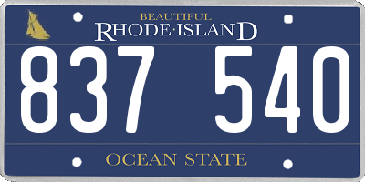 RI license plate 837540
