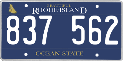 RI license plate 837562