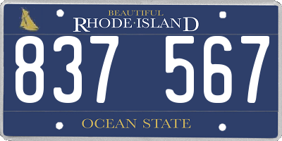 RI license plate 837567