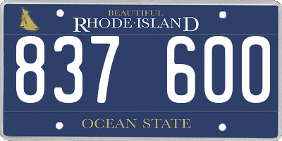 RI license plate 837600