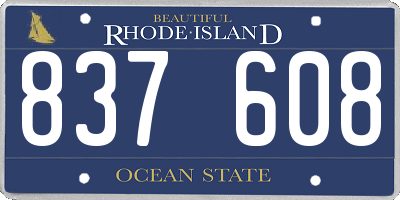 RI license plate 837608