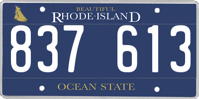 RI license plate 837613