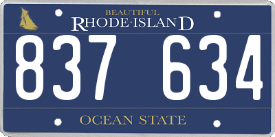 RI license plate 837634