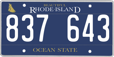 RI license plate 837643